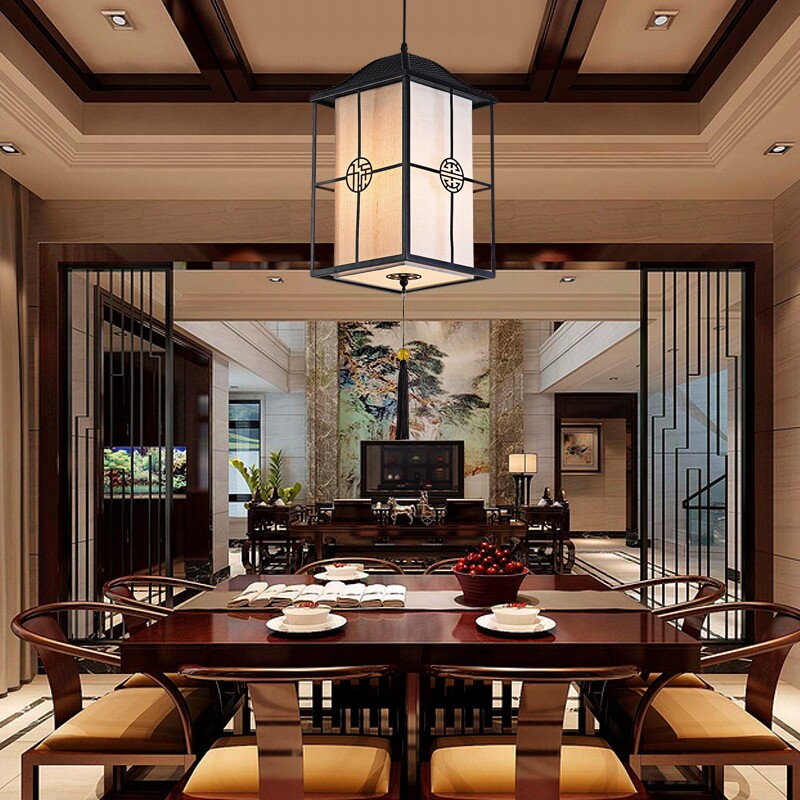 一折中式餐厅灯具 餐吊灯_新中式吊灯餐厅卧室书房装饰吊灯古典餐椅
