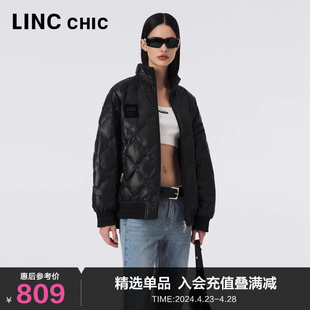 LINC金羽杰短款轻薄羽绒服女2023新款飞行员夹克外套女Y23802062