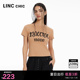 LINCCHIC金羽杰短袖上衣女摩登复古截短修身正肩T恤女S241TS023Y