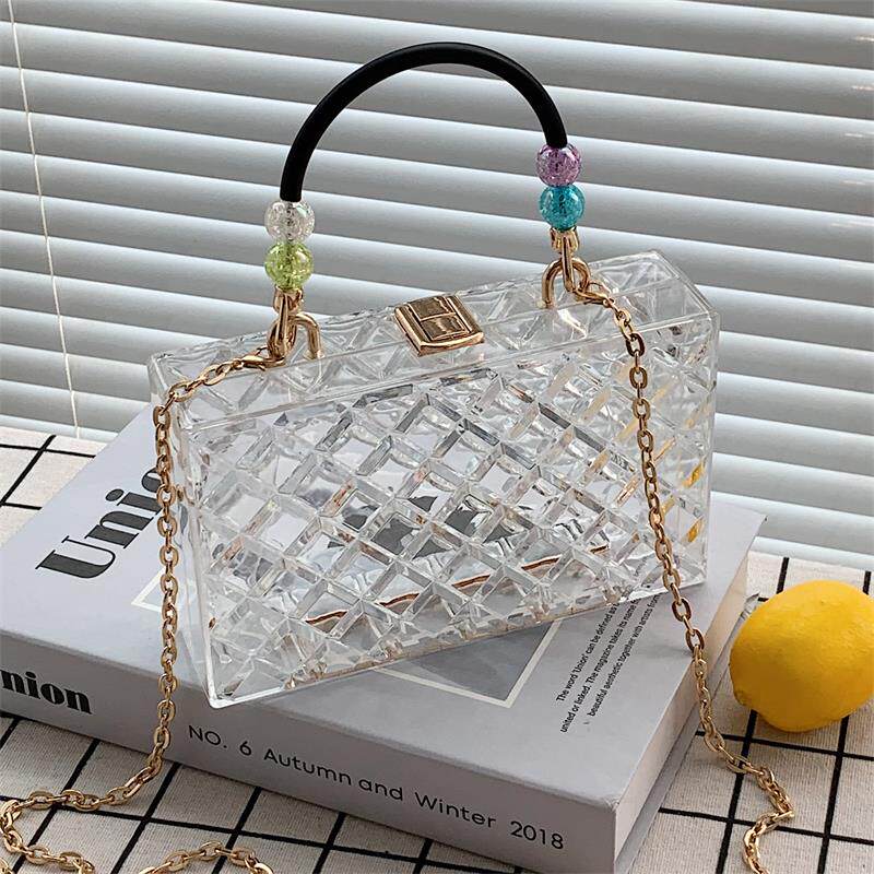 亚克力塑料包包女2022新款液体透明小方包百搭迷你单肩斜挎婚宴包
