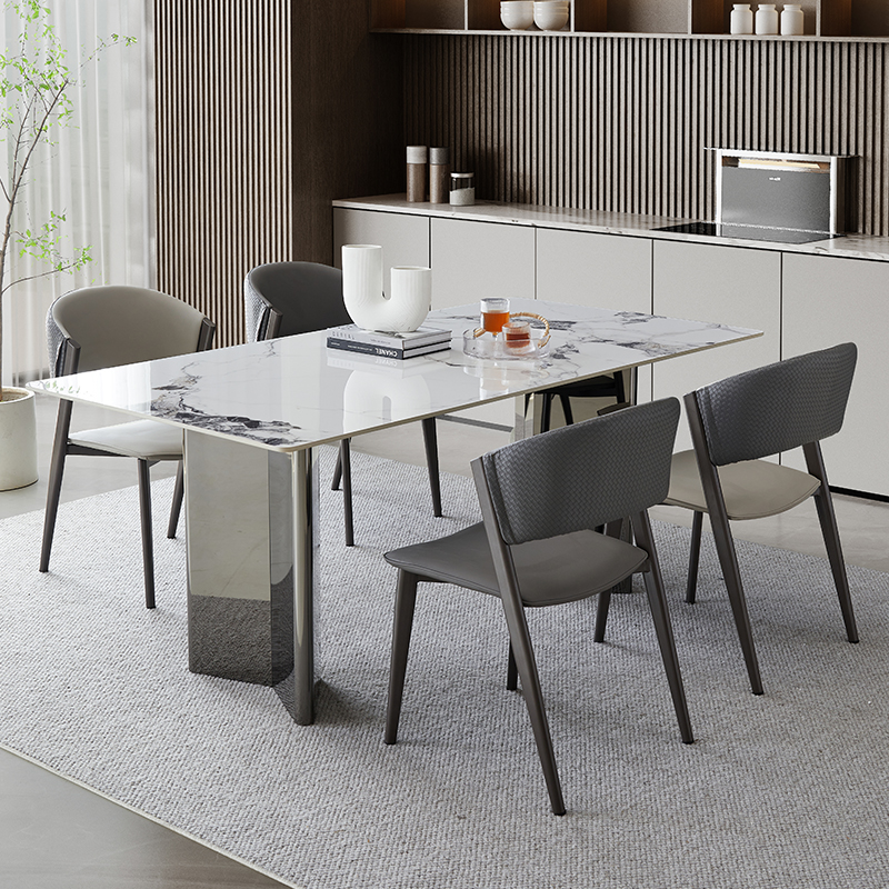 意式极简奢石餐桌现代简约小户型餐桌椅组合长方形德利丰岩板桌子