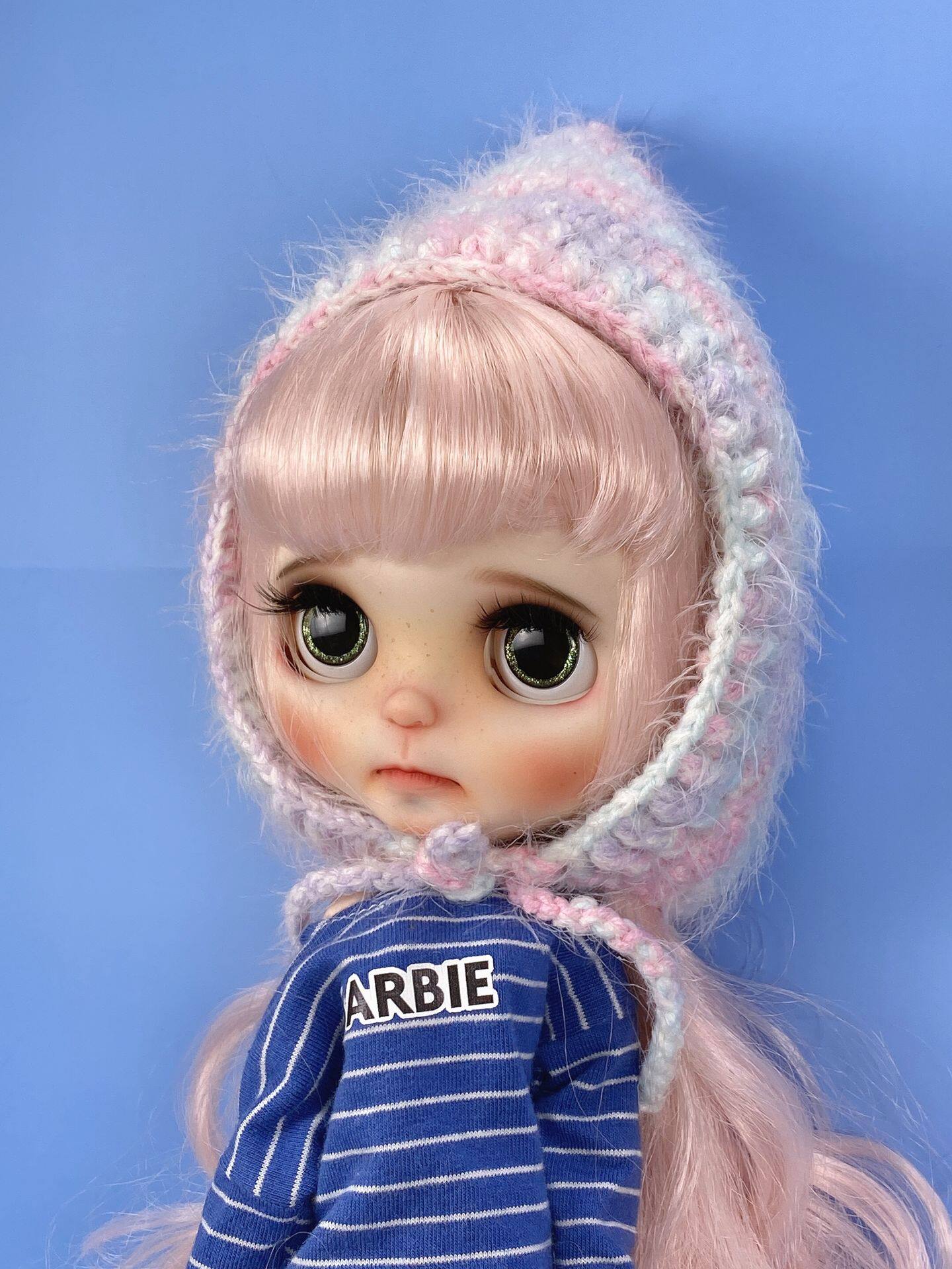 真人风肌理 哑光超可爱委屈巴巴 齐刘海粉色大卷发 小布改娃定金