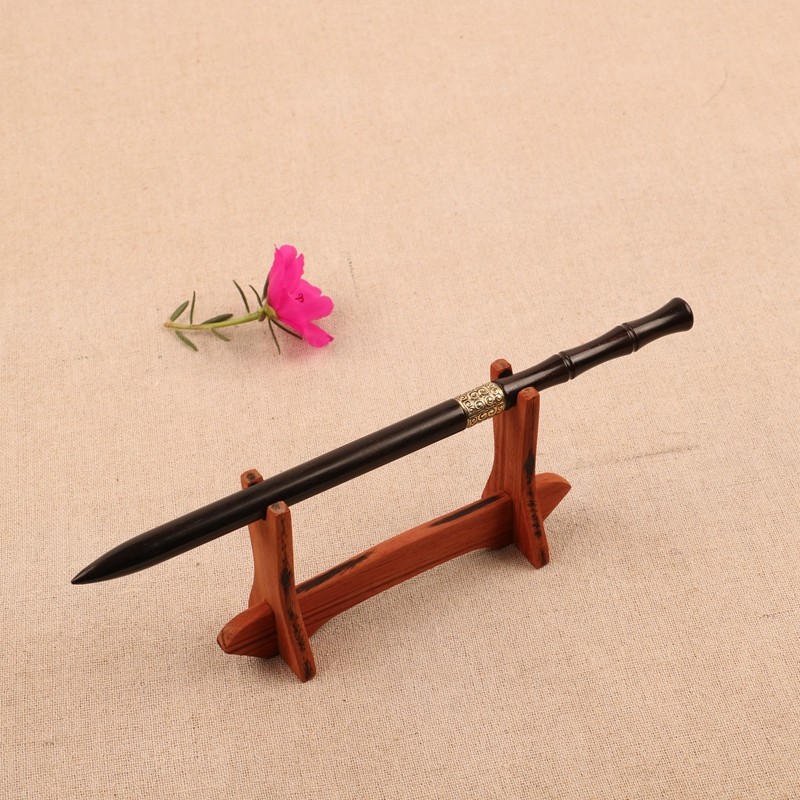 藏剑发簪黑檀木簪子古风汉服簪中剑小姐姐防身符簪竹节可定制刻字