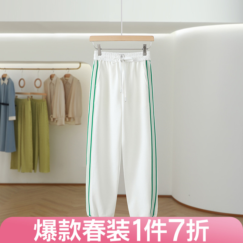 【佧】 韩版宽松bf慵懒风休闲气质长裤2024春新款撤柜女装