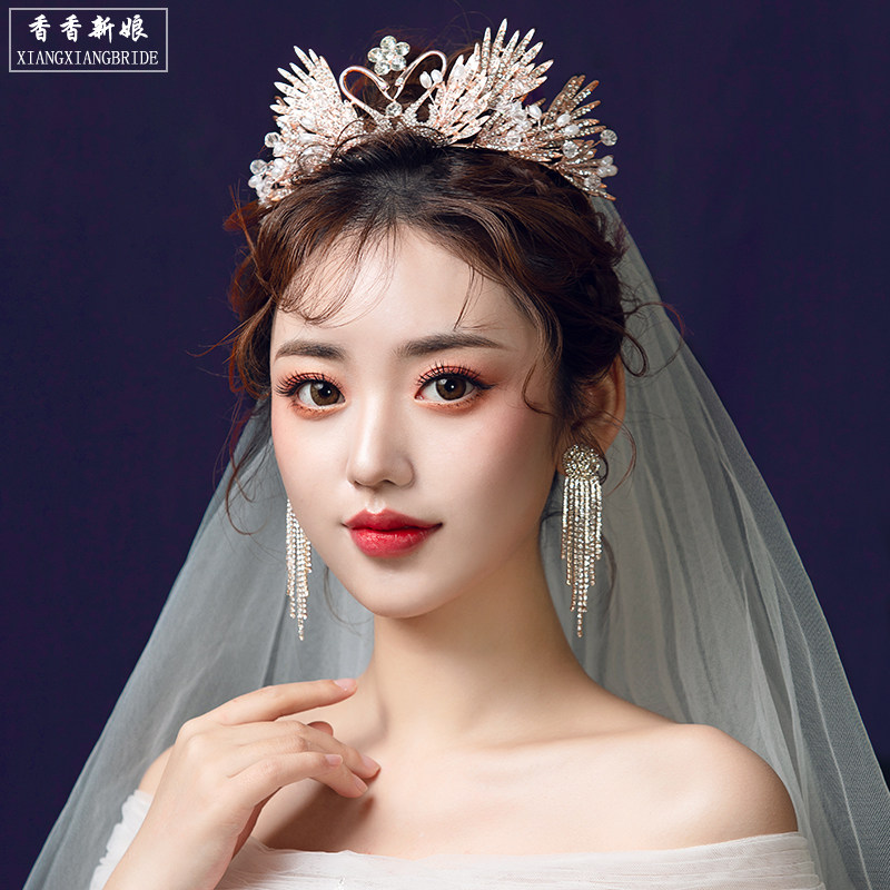 新娘头饰皇冠发饰三件套婚纱饰品结婚礼发光头饰套装韩式生日配饰