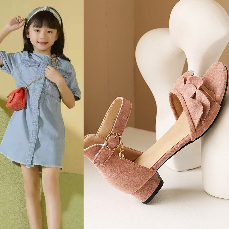 女童凉鞋女孩子公主鞋2022夏季新款时尚软底小学生网红儿童高跟鞋