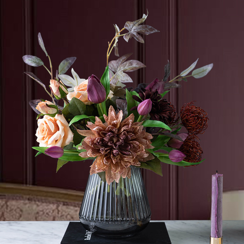 现代简约北欧客厅创意插花摆件家居装饰品玻璃干花花瓶花艺摆设花