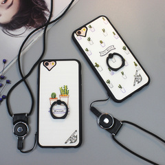 日韩iPhone6splus硅胶软套带挂绳苹果6S4.7手机壳指环支架6p清新