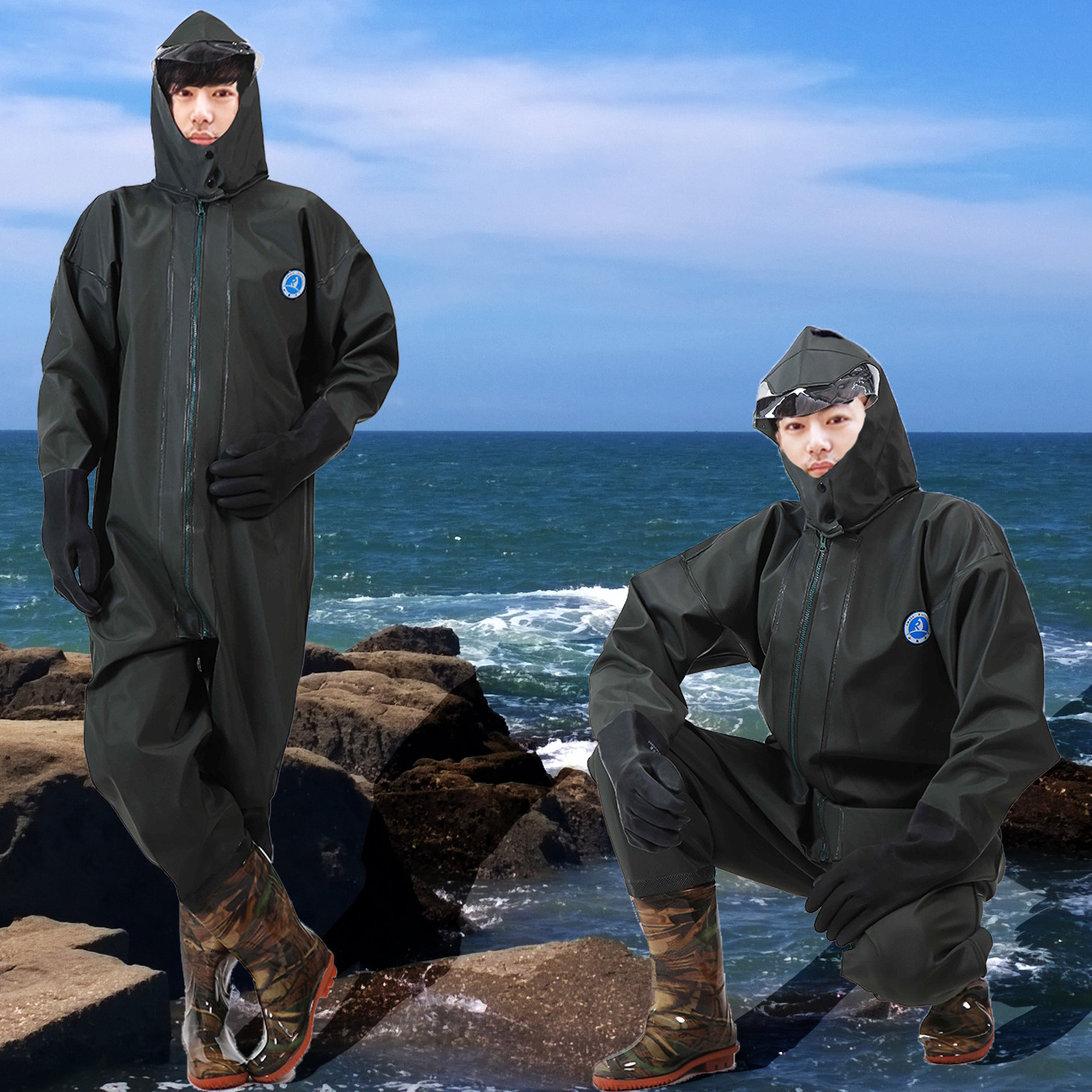 全身下水裤加厚挖藕服抓捕鱼电钓鱼男涉防水衣服连体雨裤雨衣耐磨