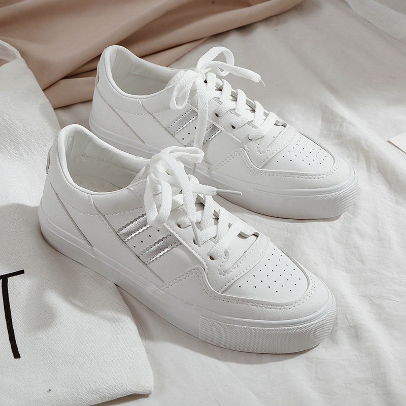 2021夏季新款皮面ulzzang小白鞋女百搭韩版ins板鞋学生原宿白鞋-mc母