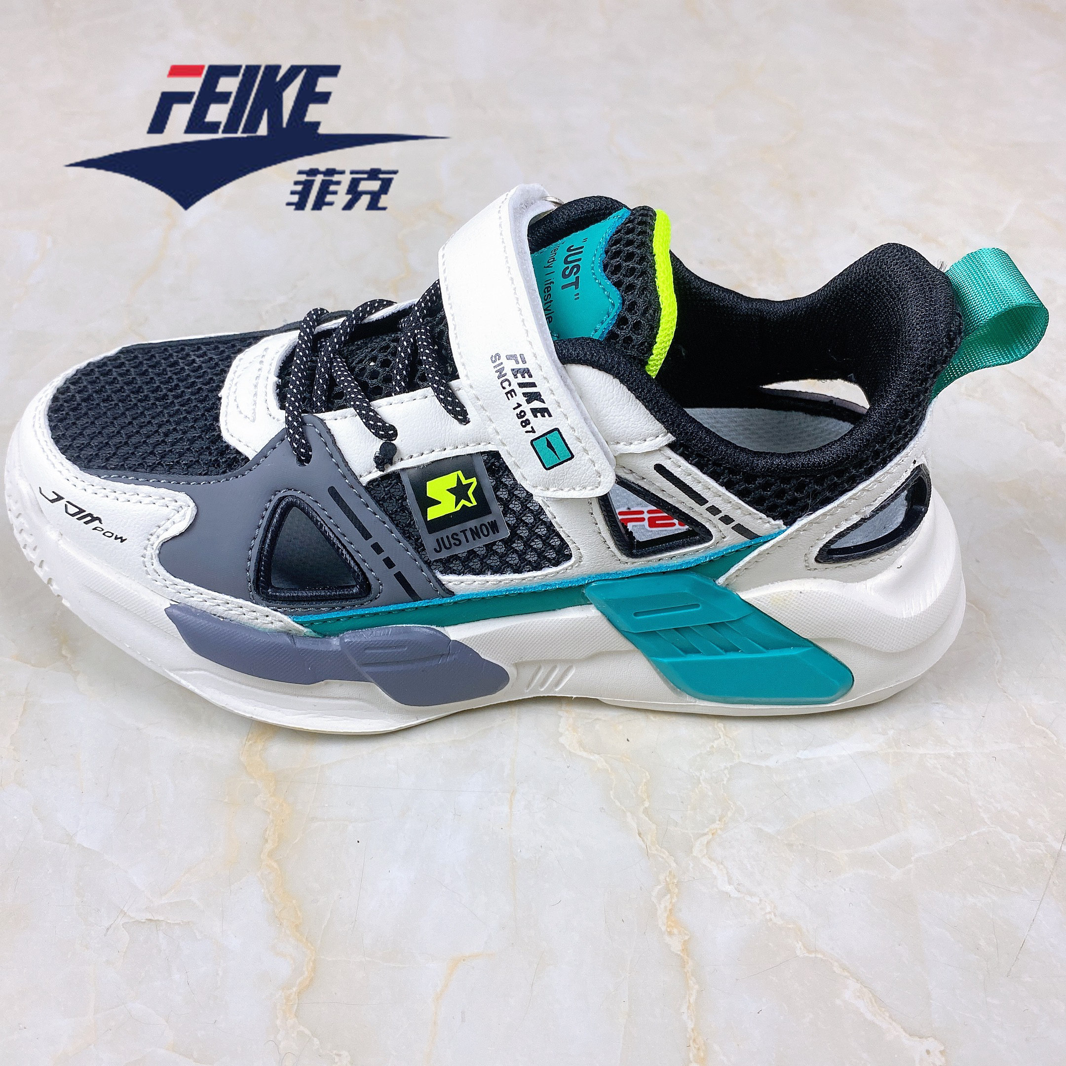 专柜正品菲克中童女童鞋2022新春夏清新透气大网休闲学生鞋25013