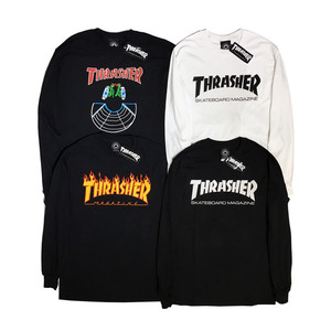 原由潮品 thrasher flame美版经典基础字母火焰长袖t恤男女情侣潮