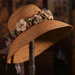 特细拉菲草帽子 遮阳帽女士夏太阳帽防紫外线可折叠防晒帽沙滩帽