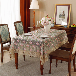 桌布欧式布艺轻奢餐桌布蕾丝高级感茶几布台布长方形家用美式田园
