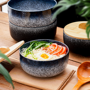 日式餐具陶瓷带盖汤碗沙拉碗圆形法海钵拉面碗泡面碗