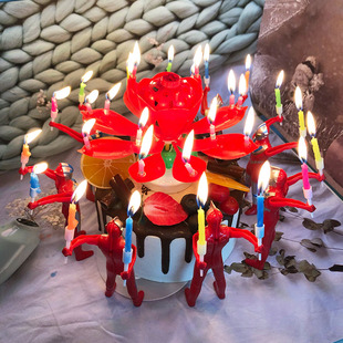 奥特曼手持蜡烛莲花创意旋转音乐生日歌蛋糕装饰相信光超人套装红