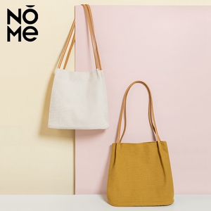 nome诺米 北欧简尚帆语单肩包 大容量手提水桶包休闲布袋购物袋女