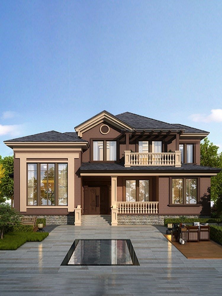 (咨询免费送)b705农村二层小洋房图纸网红现代别墅自建房带露台