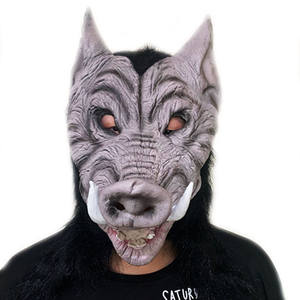 仿真野猪面具万圣节恐怖吓人动物假面高档乳胶套头舞会演出道具