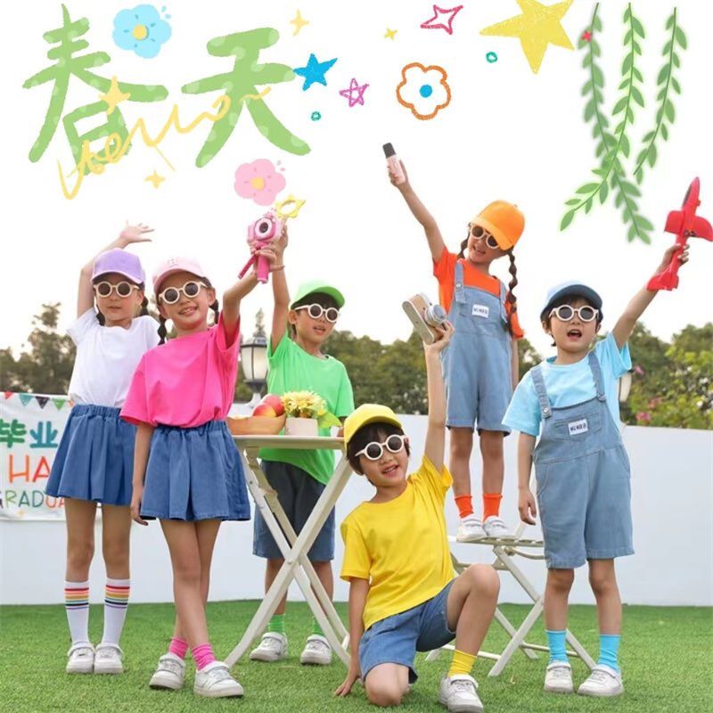 儿童演出服多巴胺糖果色幼儿园表演服六一小学生运动会啦啦队服装