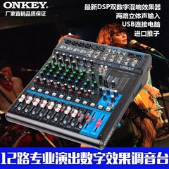 ONKEY 12路专业舞台演出会议录音调音台 带数字混响效果器USB连接