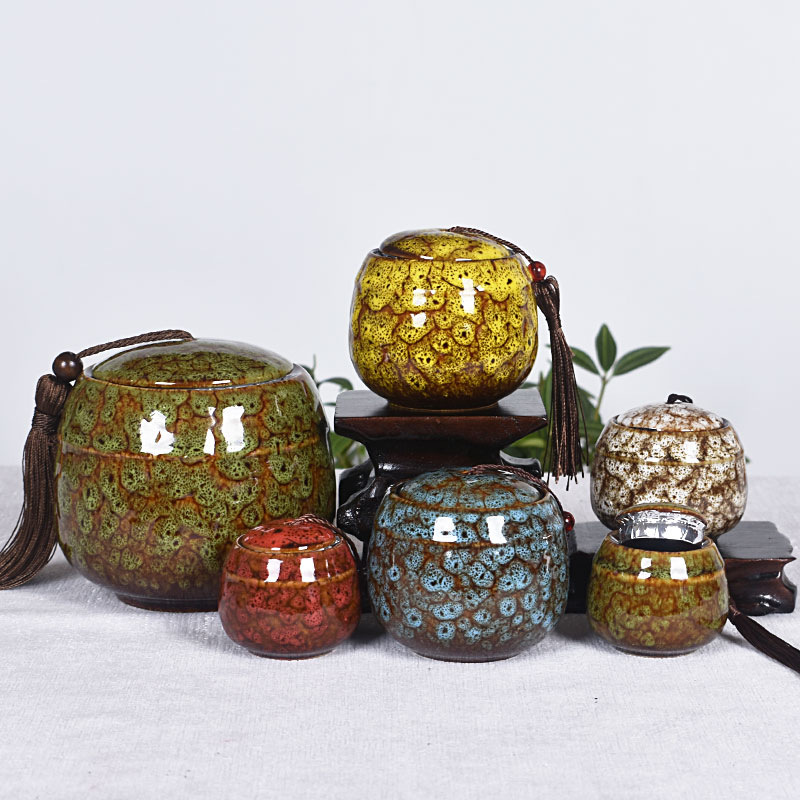 窑变釉陶瓷茶叶罐密封罐家用存茶罐储存罐绿茶红茶普洱罐礼盒包装