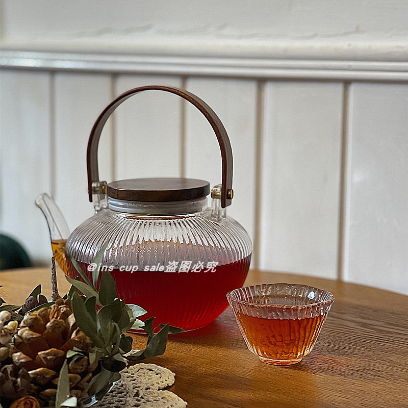 日式ins耐热玻璃花茶壶水果茶壶复