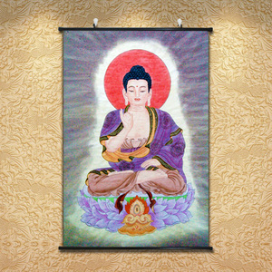 释迦牟尼佛如来佛画像佛像挂画竖镇宅玄关装饰画辟邪卷轴佛祖壁画