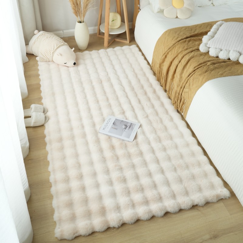 奶油风加厚泡泡毛毛绒地毯卧室床边客厅飘窗沙发垫家用可水洗地垫