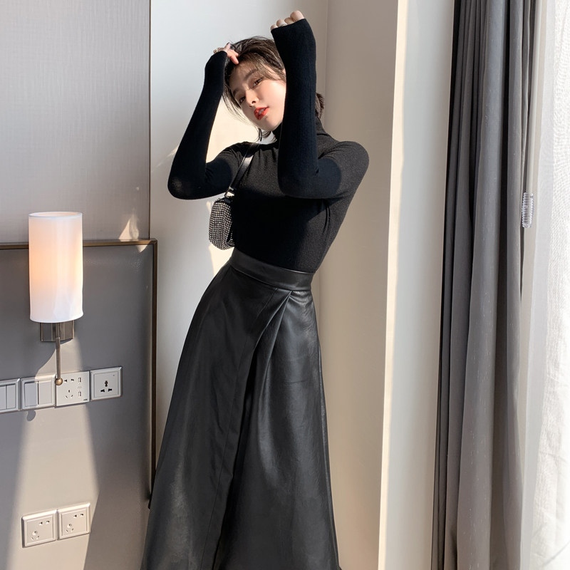 洋气女人味衣服套装时尚穿搭两件套2019修身显瘦皮裙套装两件套女