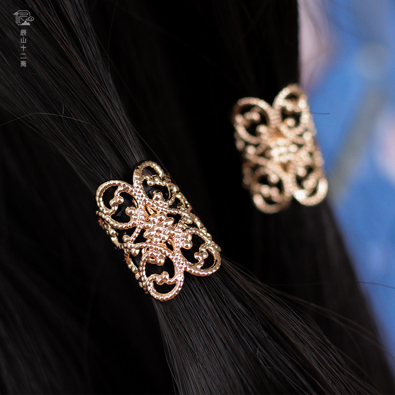 原创设计铜制保色宋明制汉服古风发饰头饰点缀马尾古装束发扣一对