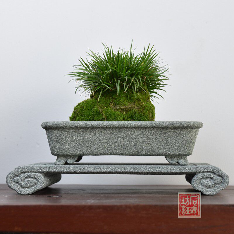 青石盆菖蒲专用盆石槽养鱼多肉小盆景