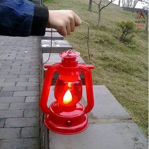 结婚礼红马灯煤油铁壳塑料玻璃复古手提充电池led红色马灯笼包邮