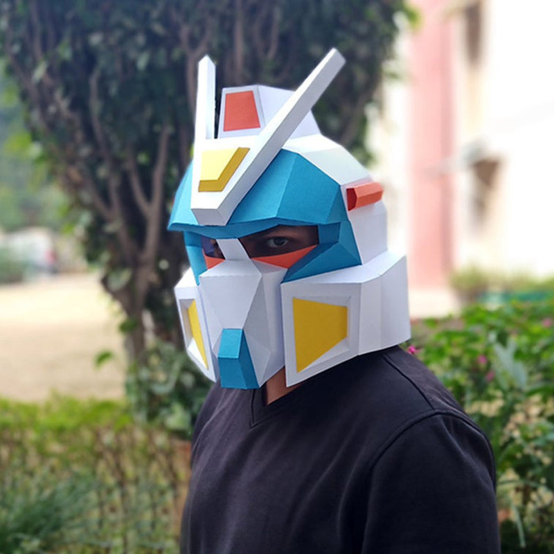 高达成人可穿戴1:1头套面具手工diy纸艺模型万圣节儿童节表演道具
