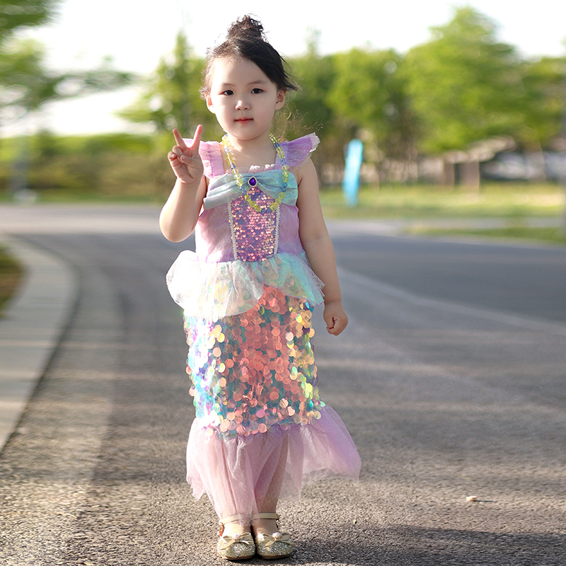 女童连衣裙夏装美人鱼服装演出服宝宝吊带裙小女孩洋气裙子生日