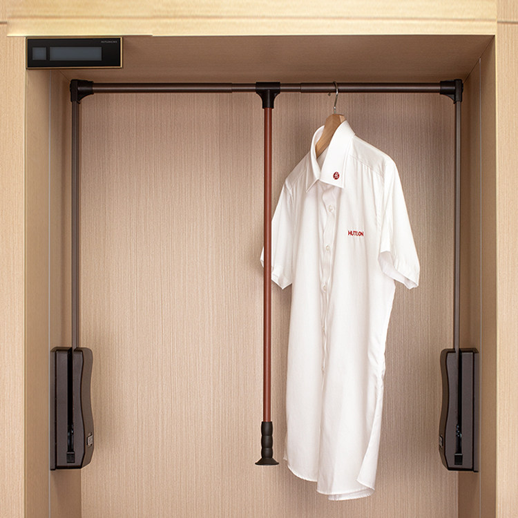 汇泰龙衣橱衣柜五金升降挂衣器威尼斯棕下拉挂衣杆自动上升回位