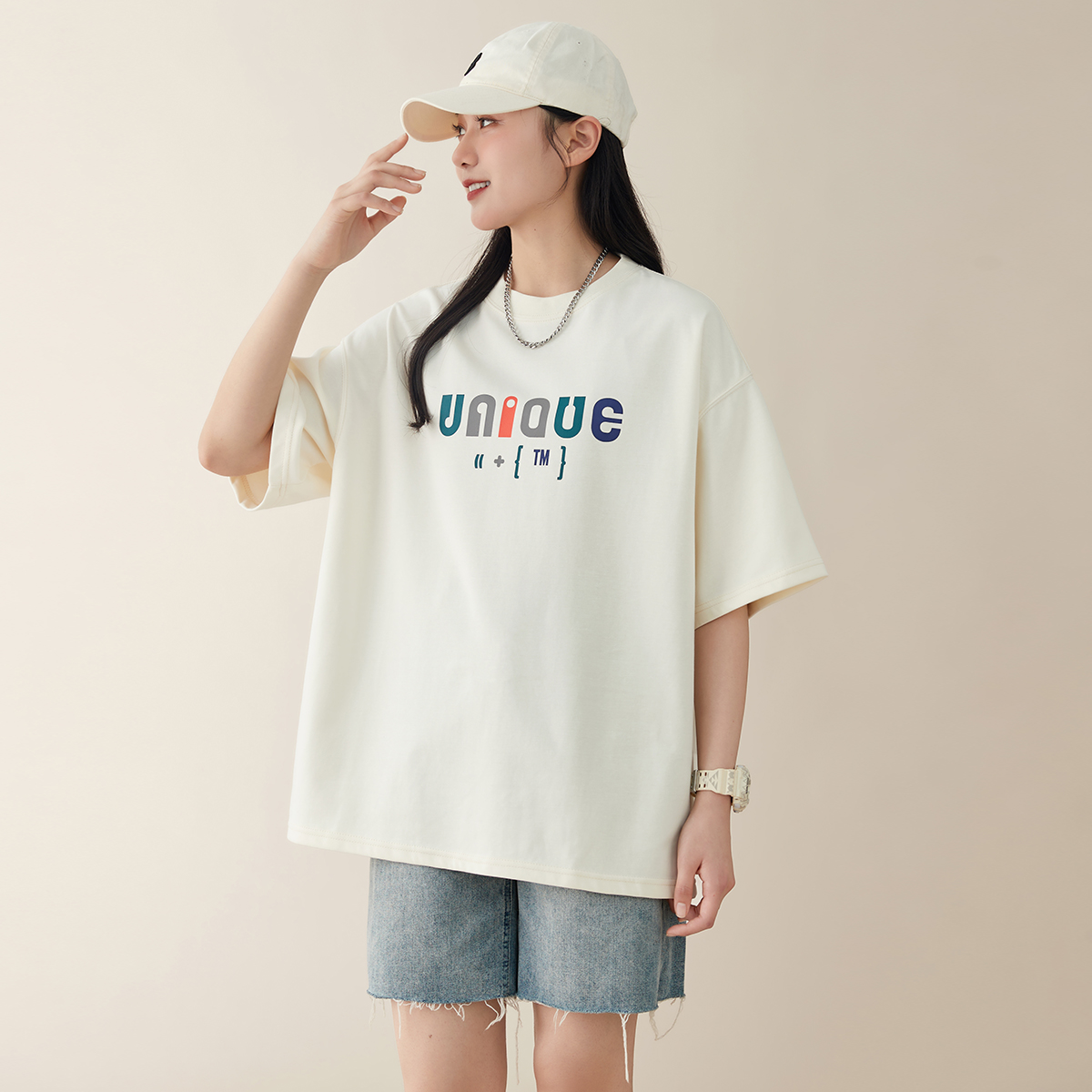 趣味字母纯棉短袖T恤女2024夏季新款韩版百搭休闲学生半袖上衣