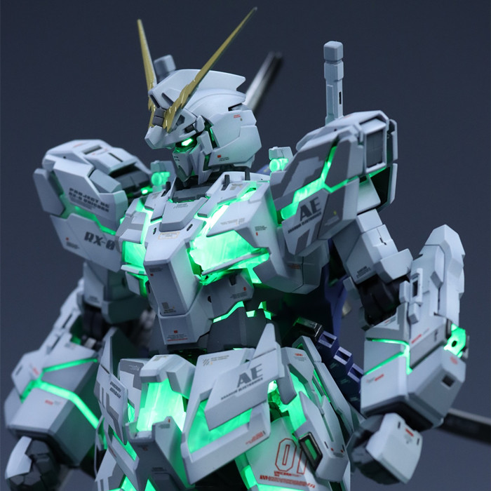 mgex 1/100 独角兽 高达 卡版发光觉醒绿 拼装  高达 模型