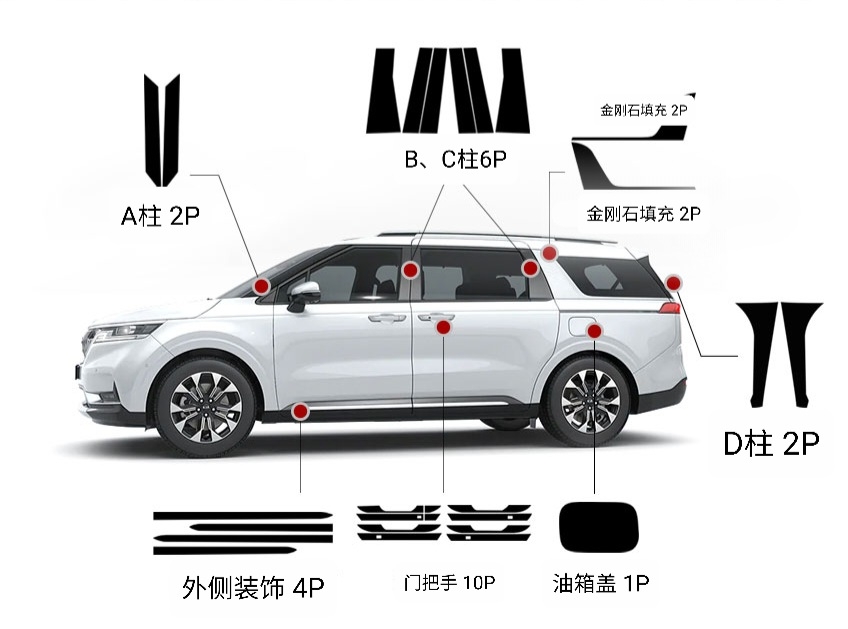21款起亚四代嘉华ka4黑化贴膜黑武士车贴膜保护膜改装小装饰配