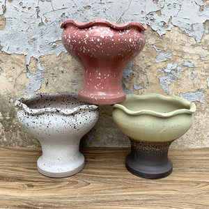 手工陶艺粗陶土陶罐子厚实多肉植物花盆景盆悬崖老桩盆超大火炬款