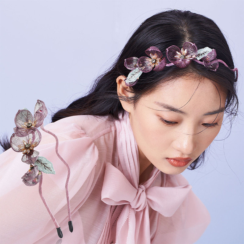奇美拉花朵铜丝发卡发箍网红2021年新款压发头饰女高级感发捆头箍