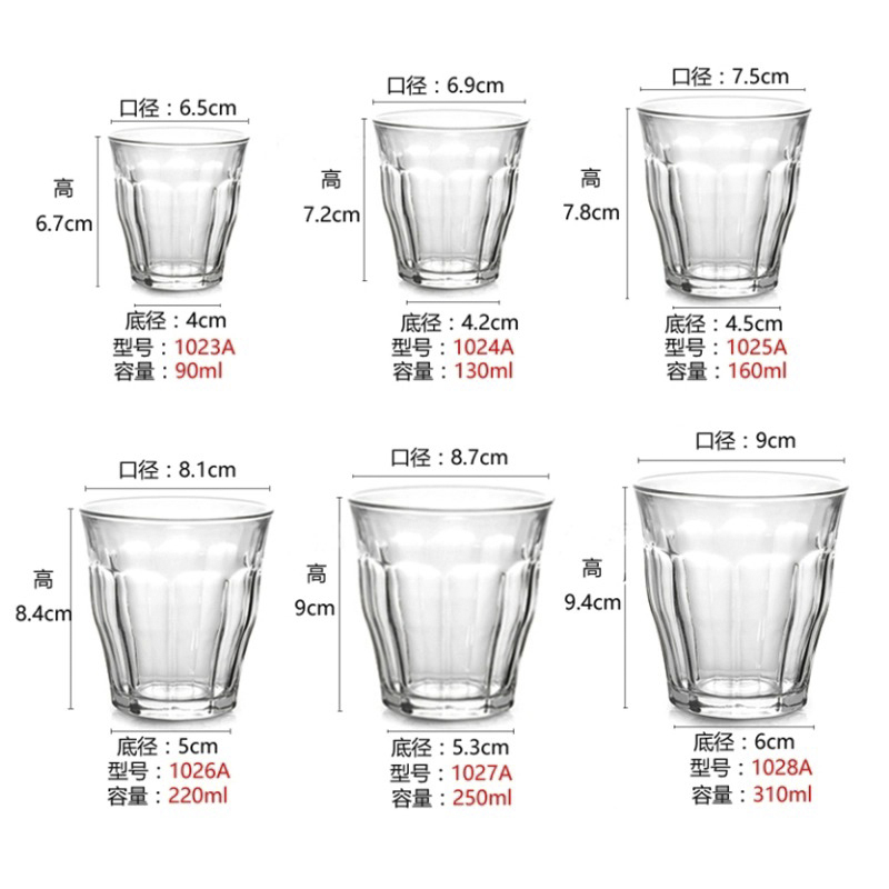 法国进口玻璃咖啡杯flat white澳白杯单品拿铁杯意式咖啡玻璃杯