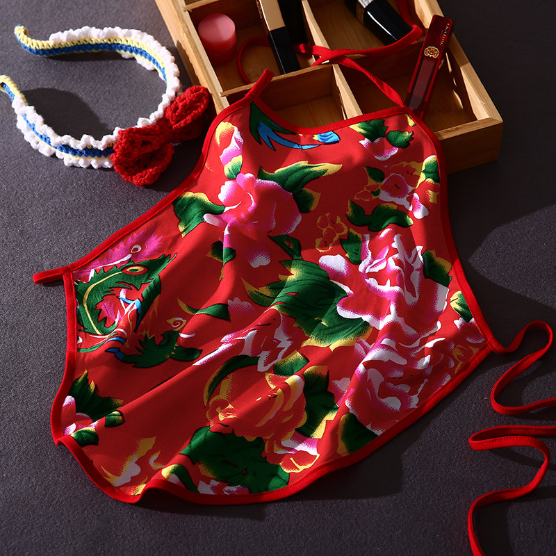 东北大花布肚兜夏季 民族风搞笑演出服装 绵绸吊带护胃内衣服