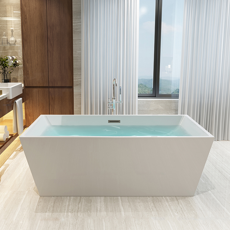 沃特玛独立式方形薄边浴缸家用亚克力浴缸超窄简约风