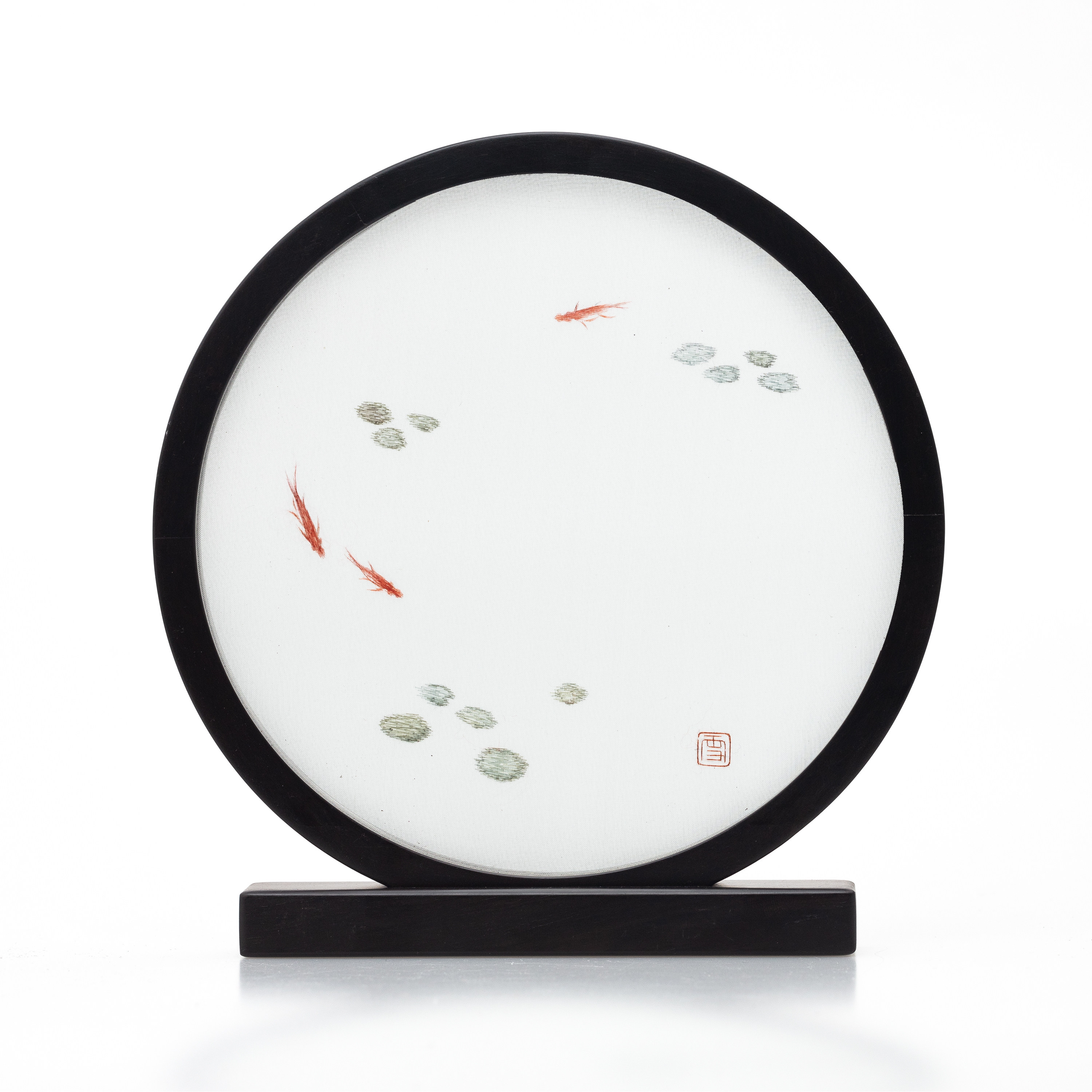 mewe刺绣《鱼戏浮萍》张雪弥惟极简现代苏绣双面绣立体小摆件装饰