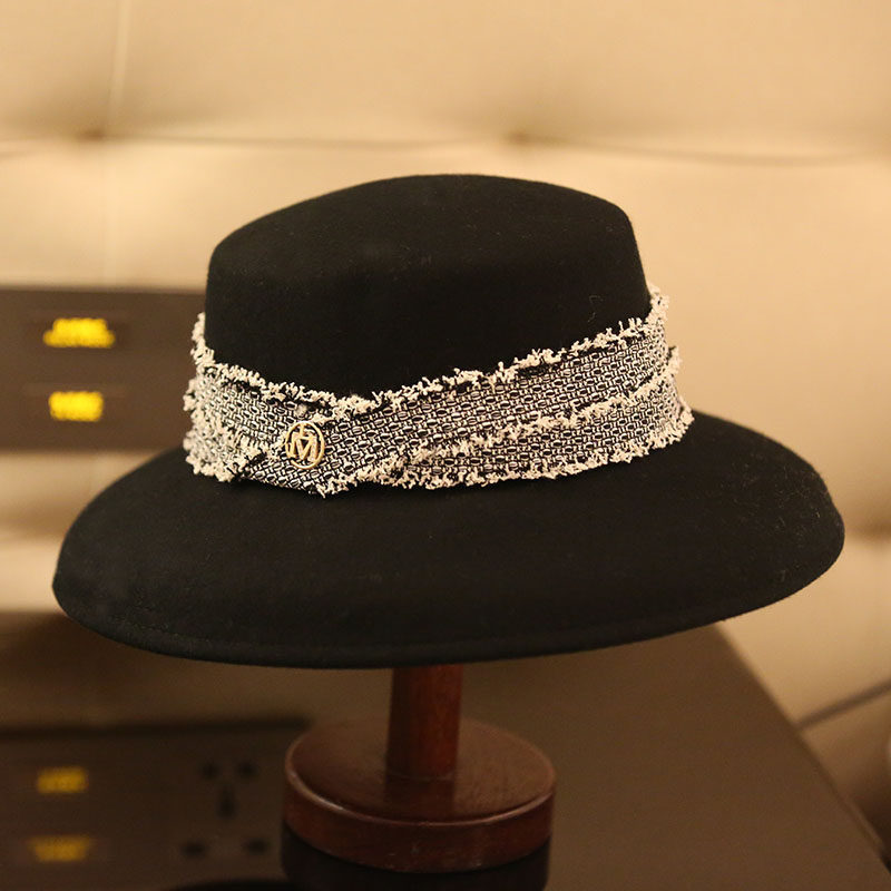 女士保暖渔夫帽秋冬季复古毛呢盆帽 长短檐可调节—帽子