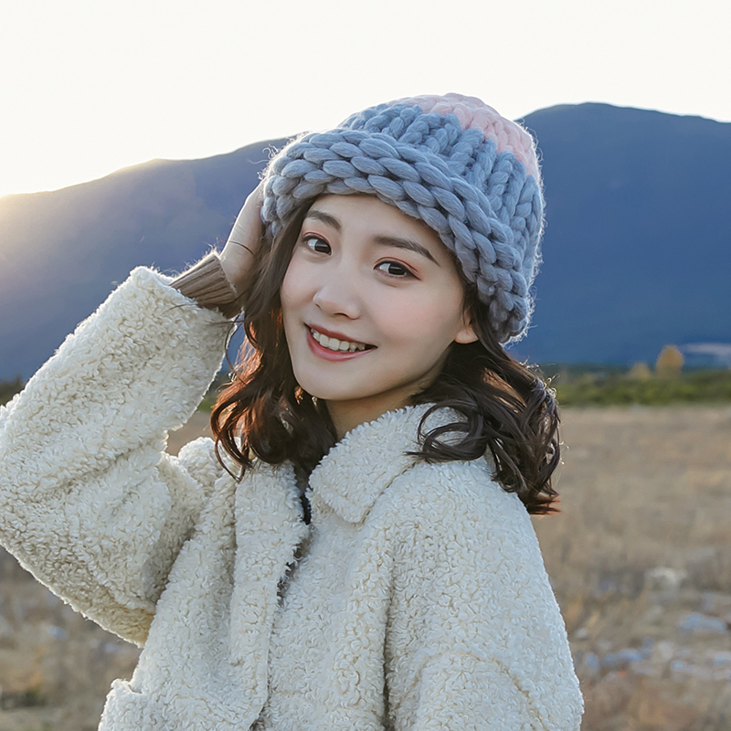 帽子更新时间:2022年04月16日粗棒针羊毛手工毛线帽针织帽女士秋冬