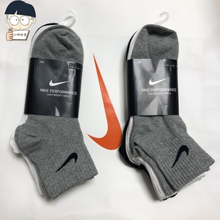 正品Nike耐克2019年春夏男女运动休闲三双装中筒薄袜子SX4706-901