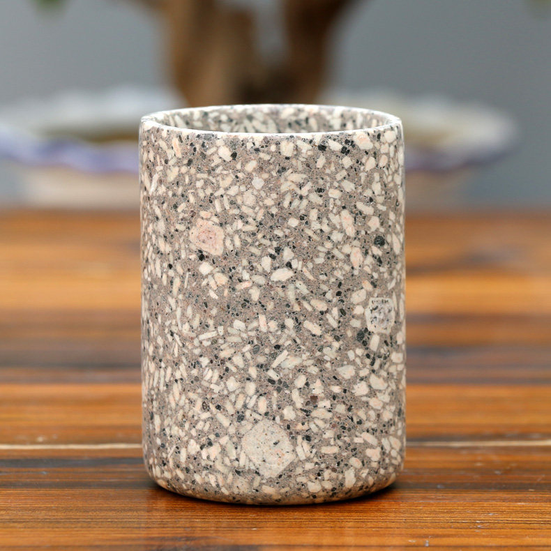 麦饭石水杯杯子茶杯原石无盖简杯木鱼石口杯砭石大小号泡茶杯家用