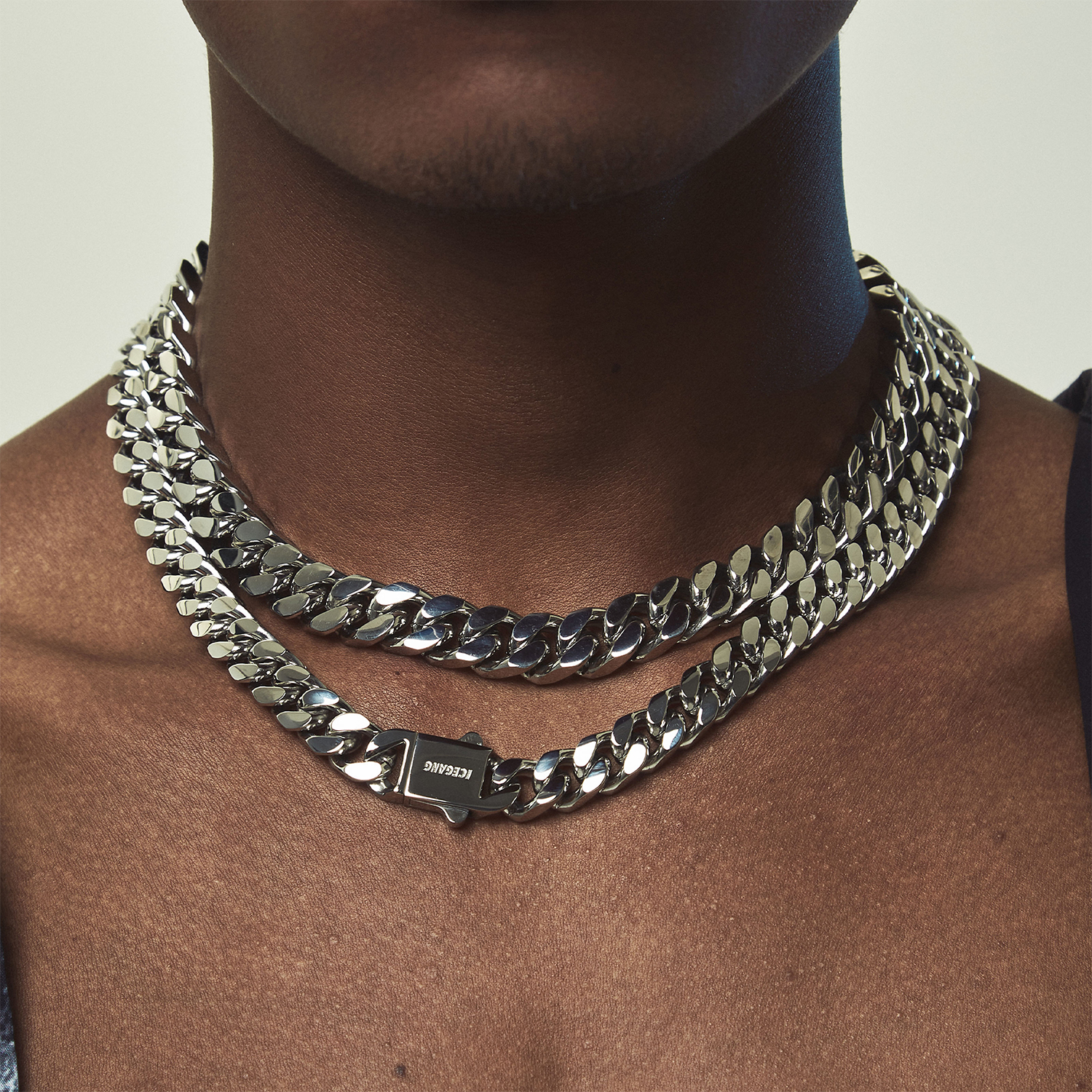 钛钢立体素古巴项链cuban银色男款嘻哈潮流欧美不掉色切割现货